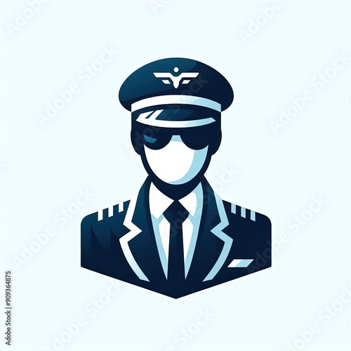 Pilot and stewardess icons. Flat design style