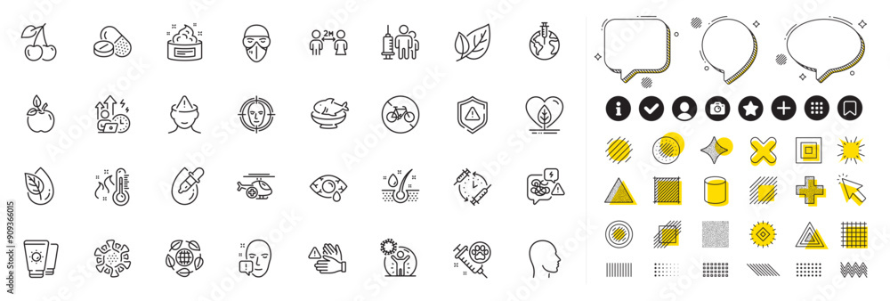 Set of Bicycle prohibited, Medical mask and Sunscreen line icons for web app. Design elements, Social media icons. Mental health, Cherry, Vaccination schedule icons. Vector Set of Bicycle prohibited, Medical mask and Sunscreen line icons for web app. Design elements, Social media icons. Mental health, Cherry, Vaccination schedule icons. Vector