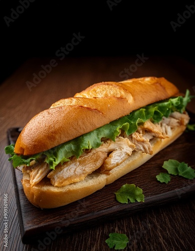 Obraz na płótnie chicken submarine sandwich w salonie