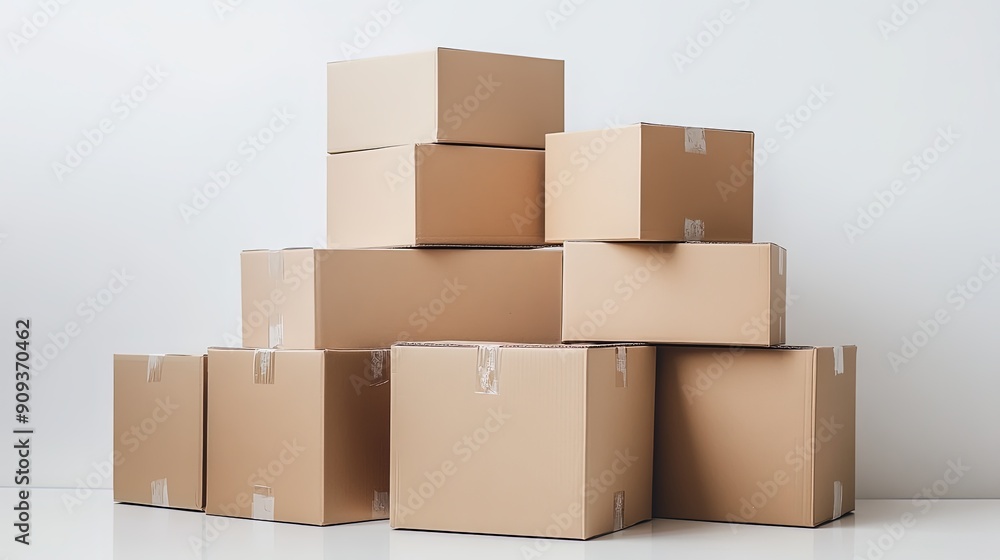 Organized Stack of Cardboard Boxes for Moving Organized Stack of Cardboard Boxes for Moving