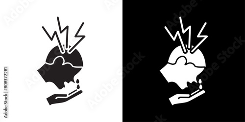 Anxiety or stress icon flat line symbol set.