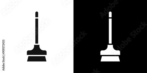 Broom icon flat line symbol set.