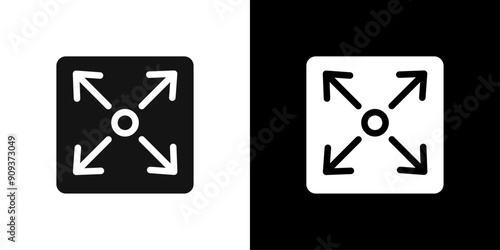 Expand arrows icon flat line symbol set.
