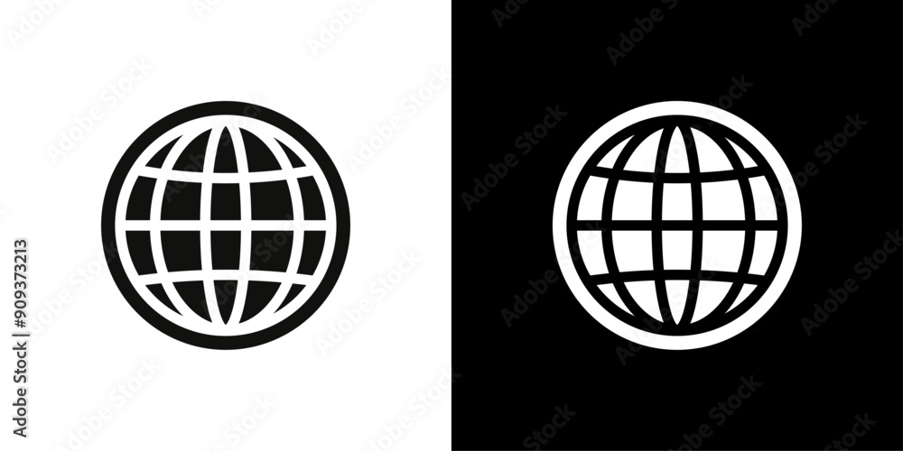 Globe icon flat line symbol set. Globe icon flat line symbol set.