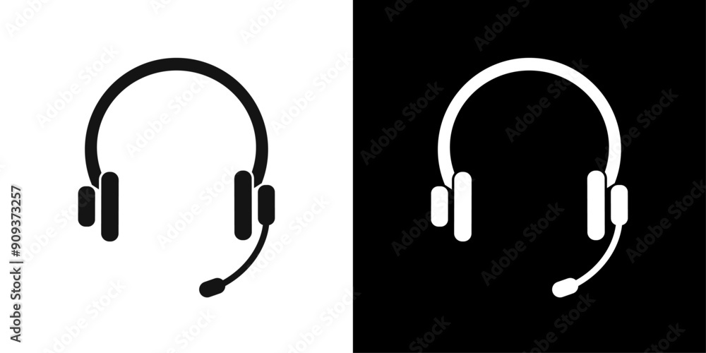 Headset icon flat line symbol set. Headset icon flat line symbol set.