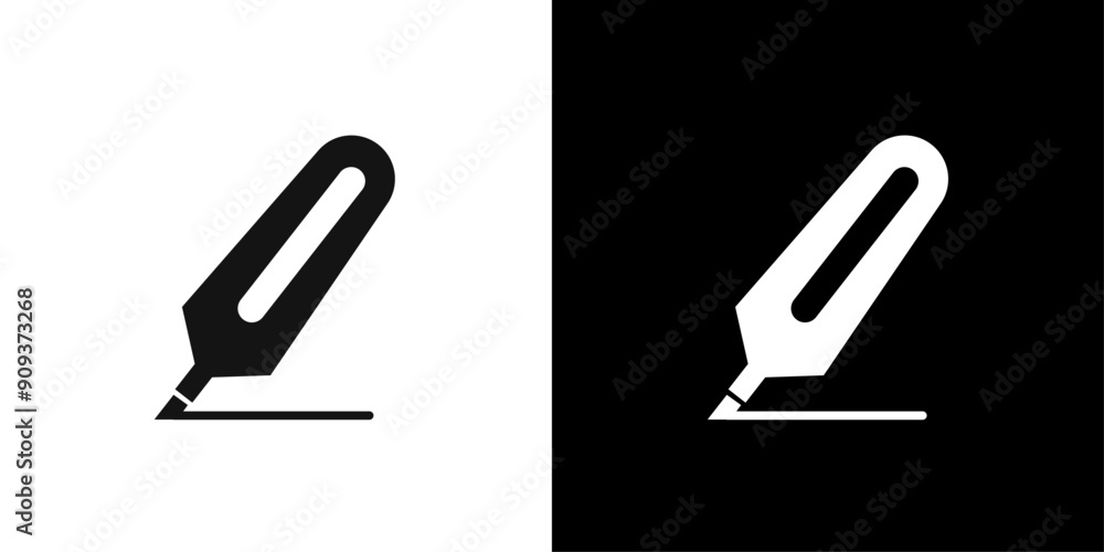 Highlighter icon flat line symbol set. Highlighter icon flat line symbol set.