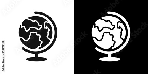 Globe icon flat line symbol set.