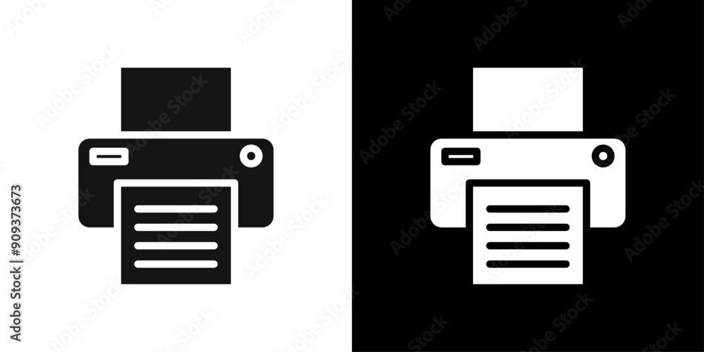 Print icon flat line symbol set. Print icon flat line symbol set.