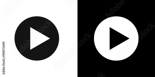 Play icon flat line symbol set.