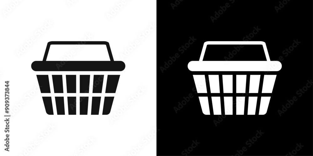 Shopping basket icon flat line symbol set. Shopping basket icon flat line symbol set.