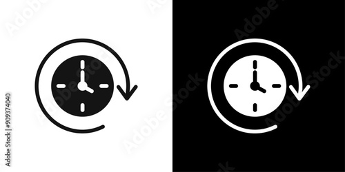 Time forward icon flat line symbol set.