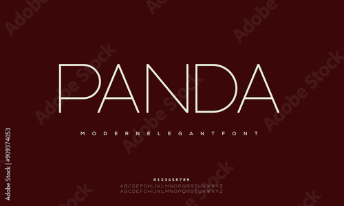 Panda font alphabet. Minimal modern urban fonts for logo, brand etc. Typography typeface uppercase lowercase and number. vector illustration