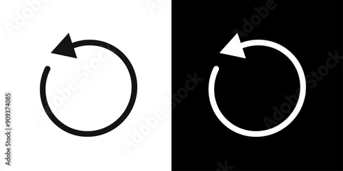 Undo icon flat line symbol set.