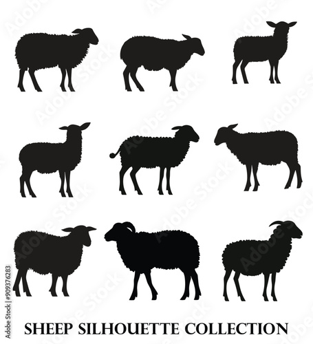 Versatile Sheep Silhouettes: Black & White Collection