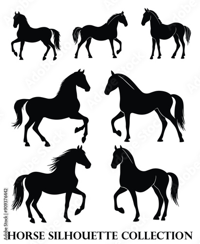 Versatile Horse Silhouettes in Black and White