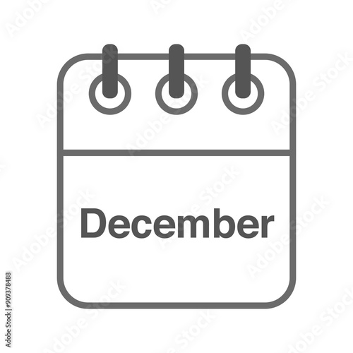 December icon vector. Daily, monthly, yearly calendar icon