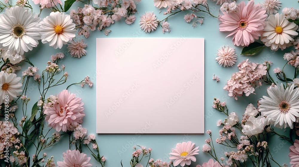 Pastel Wedding Invitation Template with Flowers Pastel Wedding Invitation Template with Flowers