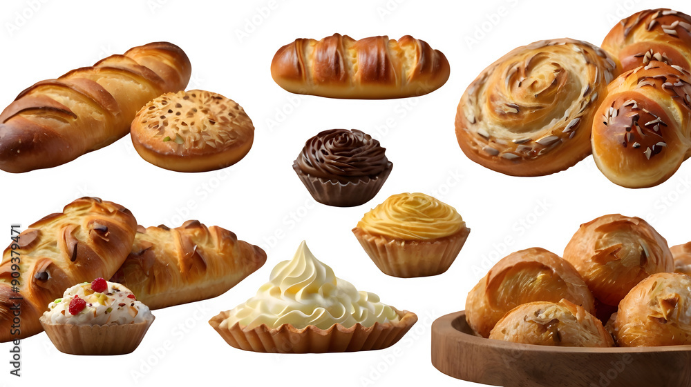 set of bakery sweets on a transparent background, white isolated background food PNG set of bakery sweets on a transparent background, white isolated background food PNG