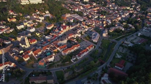 A panorama Aerial view around the old town of the city Werdau on an early summer day in Germany. photo