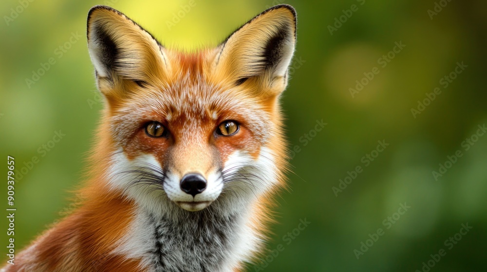Fototapeta premium Red Fox Portrait with Alert Eyes and Soft Fur