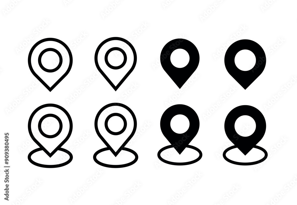 Location and Map Pin Icons - Variety Pack with Different Styles and Outlines Location and Map Pin Icons - Variety Pack with Different Styles and Outlines