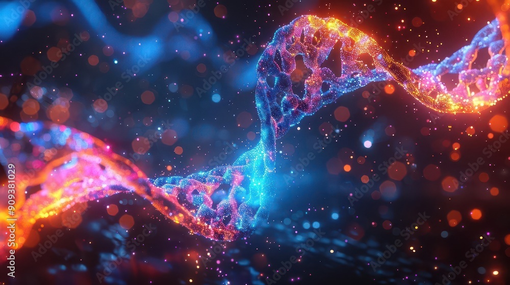 abstract visualization of sound waves and dna molecules interconnected network vibrant color spectrum futuristic digital landscape abstract visualization of sound waves and dna molecules interconnected network vibrant color spectrum futuristic digital landscape
