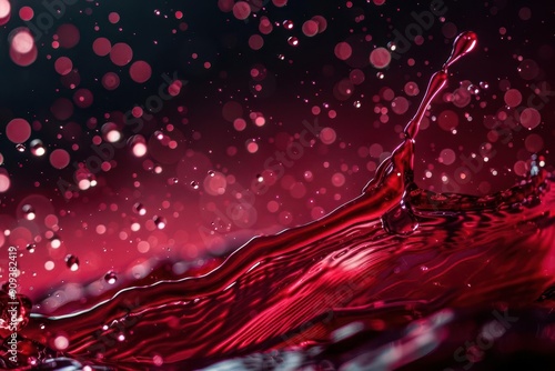Obraz na płótnie elegant red wine splash captured midmotion ruby liquid forming intricate shapes against dark background droplets suspended in air w salonie
