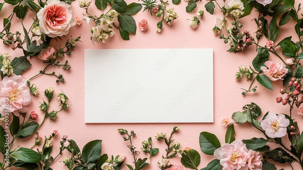 Pastel Wedding Invitation Template with Flowers Pastel Wedding Invitation Template with Flowers