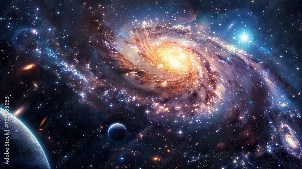 celestial wonderland featuring swirling galaxies colorful nebulae and distant planets mesmerizing cosmic vista with intricate details and ethereal glow against the void of space celestial wonderland featuring swirling galaxies colorful nebulae and distant planets mesmerizing cosmic vista with intricate details and ethereal glow against the void of space