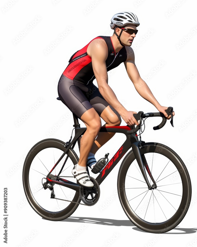 Obraz premium Illustrated cyclist athlete vibrant image of a bike rider against a white background
