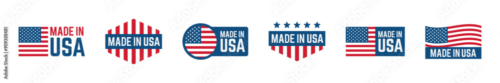 Made in USA vector flat set. Patriotic badge collection. Made in USA vector flat set. Patriotic badge collection.