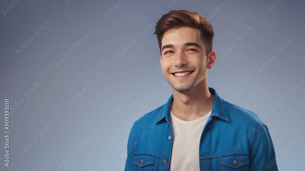 Portrait of a happy young casual man standing. man. Seamless Loop Animations Portrait of a happy young casual man standing. man. Seamless Loop Animations