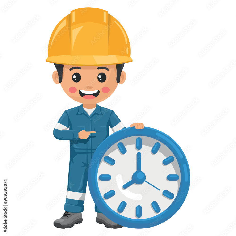 Industrial mechanical worker with watch. Time management and efficiency concept in the industry. Safety first. Supervisor engineer with his coverall. Industrial safety and occupational health at work Industrial mechanical worker with watch. Time management and efficiency concept in the industry. Safety first. Supervisor engineer with his coverall. Industrial safety and occupational health at work