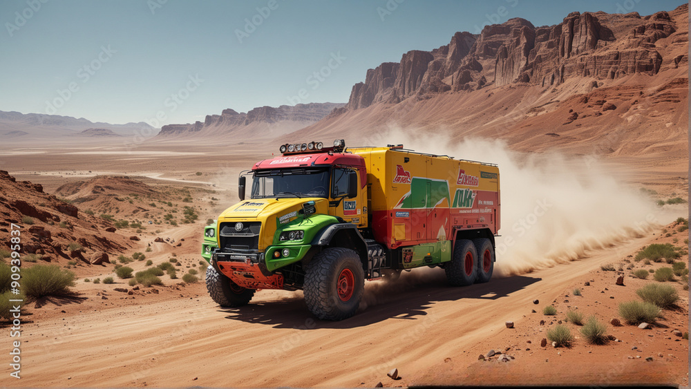 Powerful colrful Dakar competition truck Powerful colrful Dakar competition truck