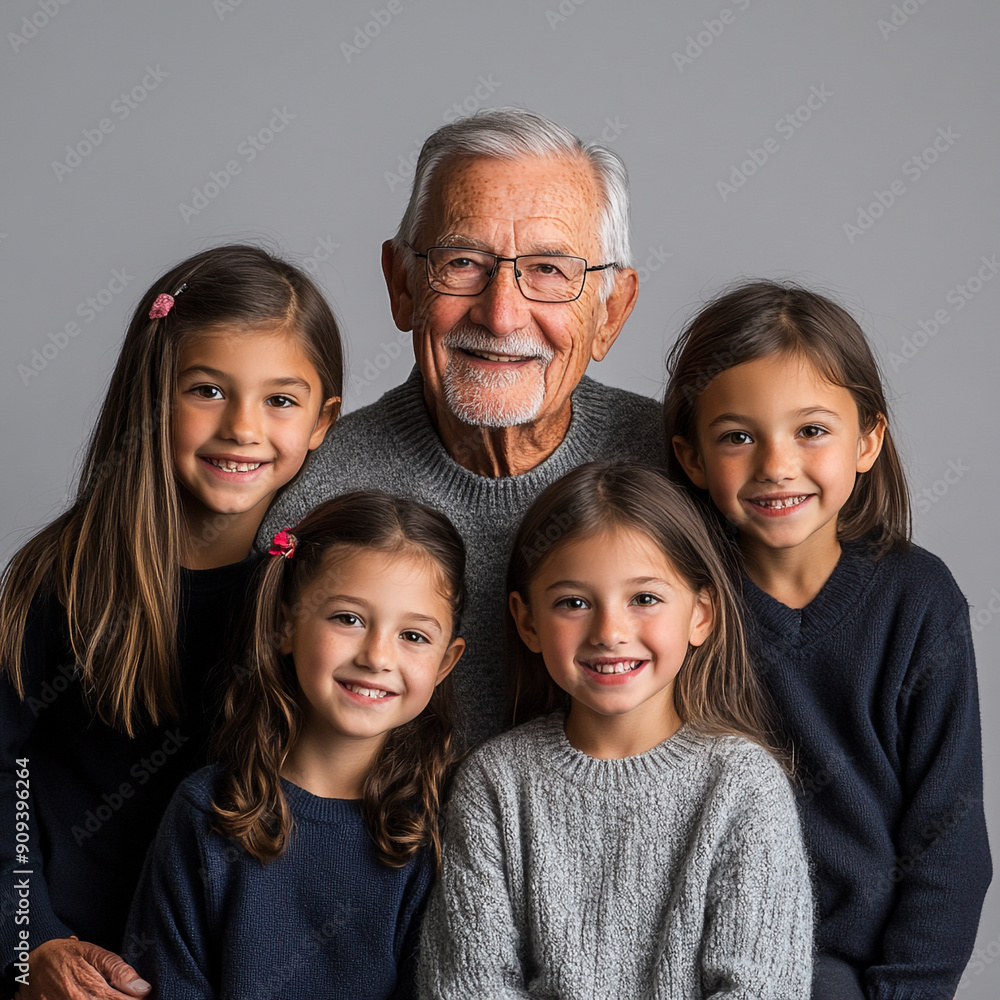 Generations together - a grandfather and his grandchildren Generations together - a grandfather and his grandchildren