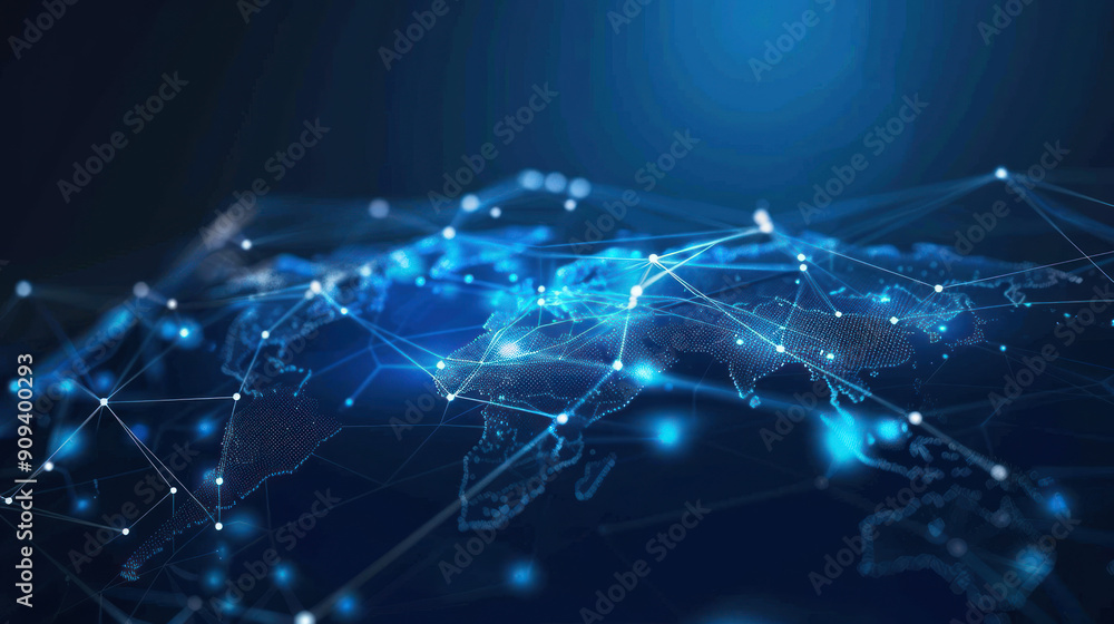 Vector illustration of interconnected points and lines on a world map, symbolizing global business connectivity Vector illustration of interconnected points and lines on a world map, symbolizing global business connectivity