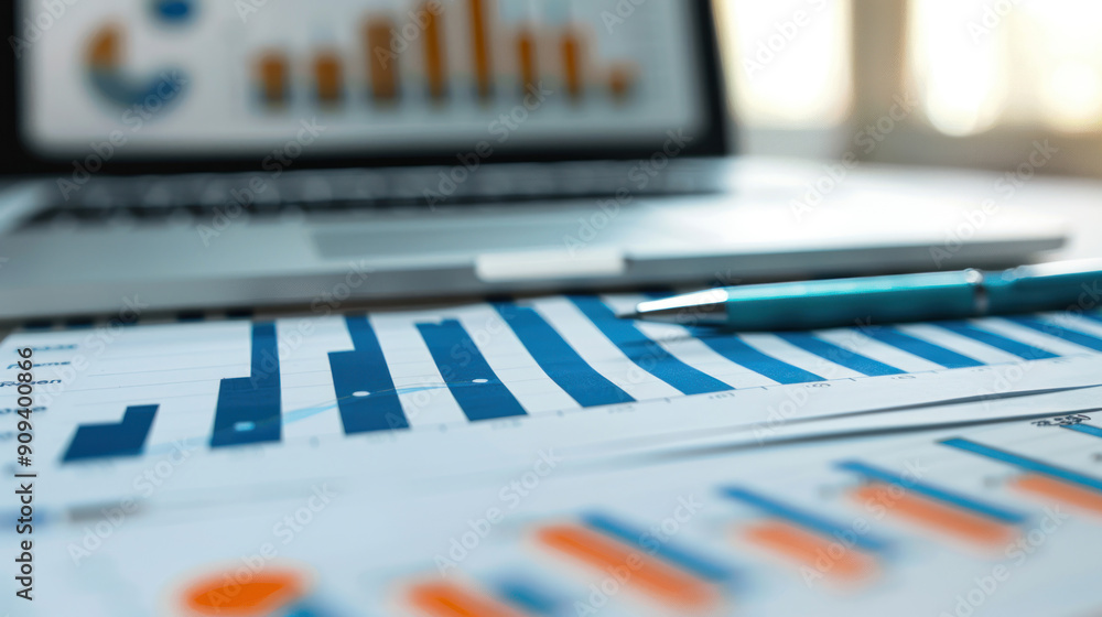 Real estate investment analysis with financial graphs, charts, and increasing market trends Real estate investment analysis with financial graphs, charts, and increasing market trends