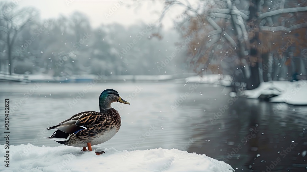 duck isolated on winter background duck isolated on winter background