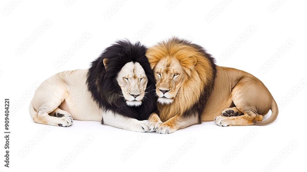Fototapeta premium Two Lions Performing the Yin-Yang Symbol: A Dynamic Illustration on a White Background Showcasing Balance and Harmony