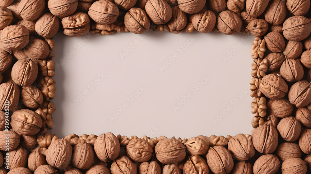 Frame made of walnut, space for text. Generative AI Frame made of walnut, space for text. Generative AI