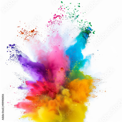 Various colors of powder colliding with each other