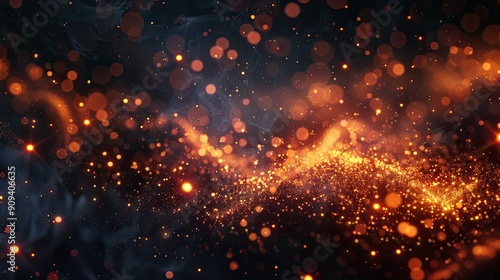 A black and orange background with a lot of sparkles