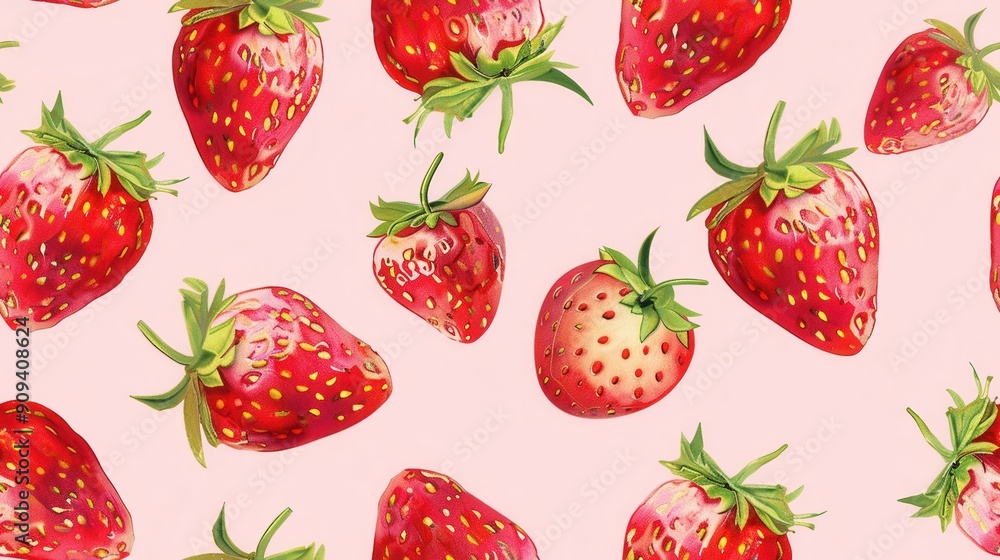 Seamless repetitive pattern background of strawberry fruit Seamless repetitive pattern background of strawberry fruit
