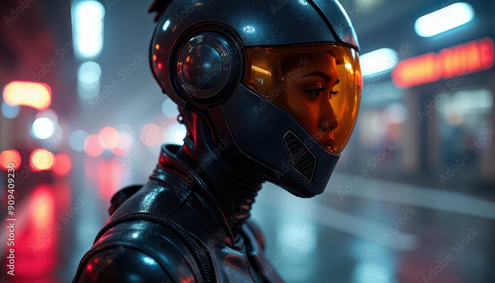 Futuristic Woman in Helmet. Futuristic Woman in Helmet.