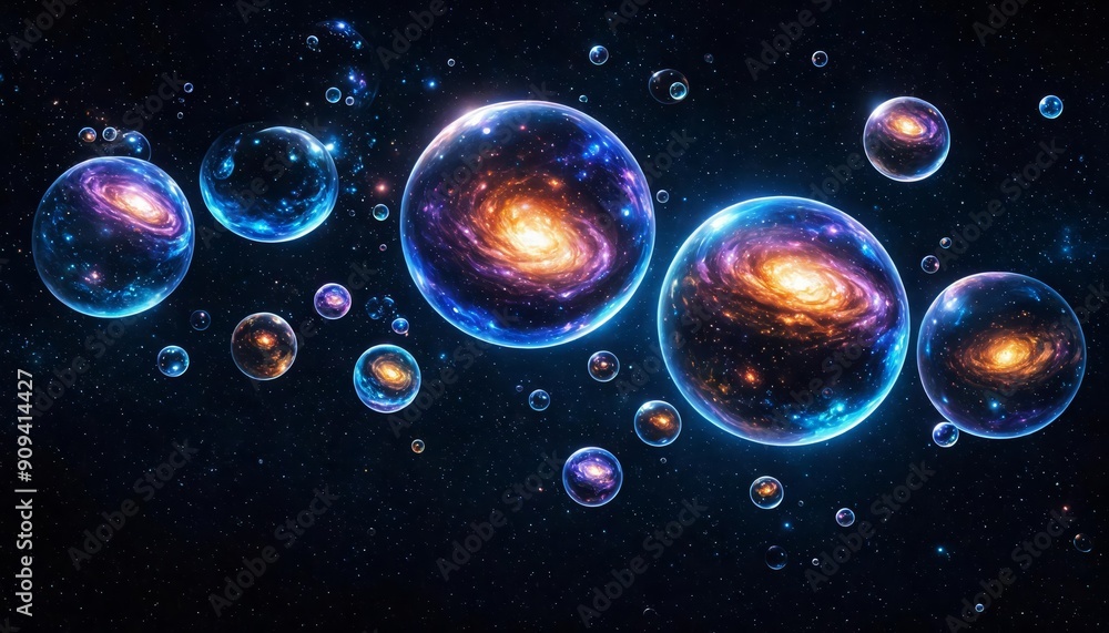 Naklejka premium Celestial Exploration of Multiple Galaxies and Nebulae