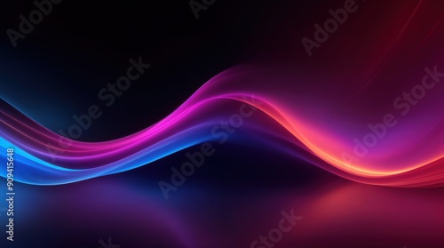 Abstract blue and pink waves gently flowing in a dance on dark backdrop 