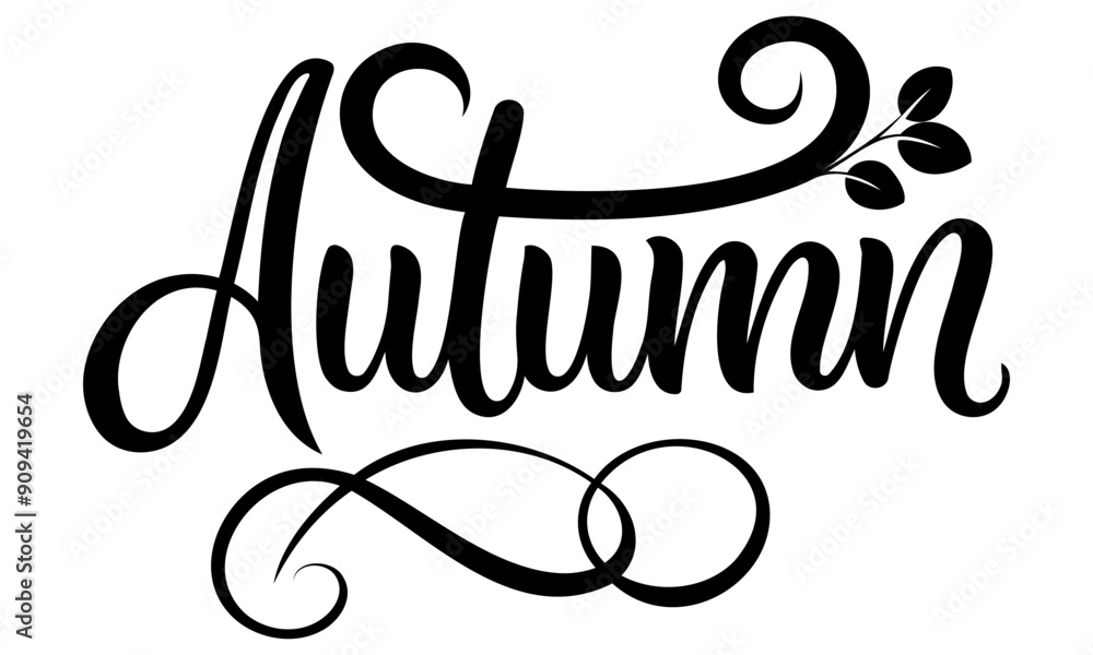 Calligraphic inscription autumn fore background or card Calligraphic inscription autumn fore background or card