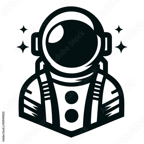 Minimalist astronaut logo icon vector template on white background