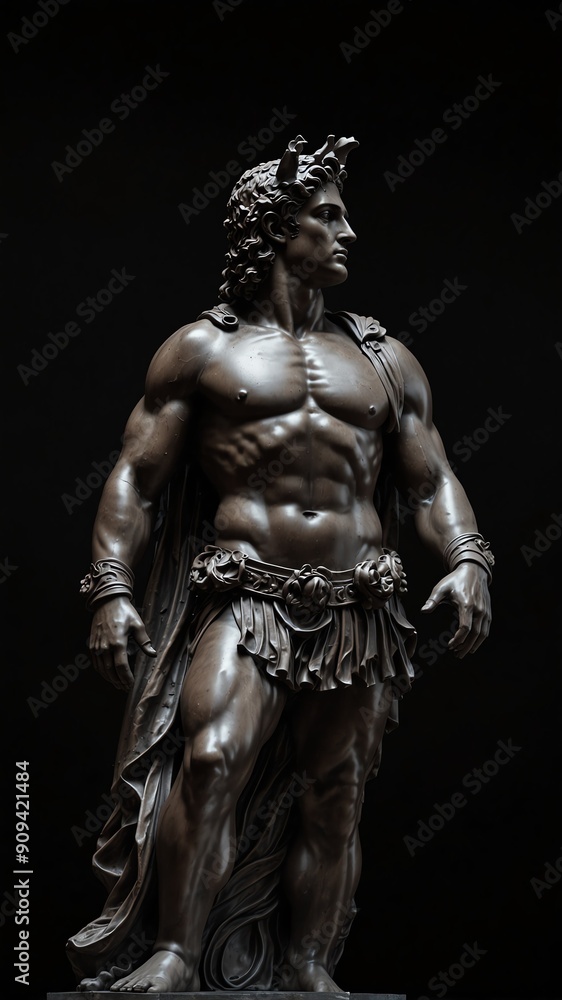apollo statue on plain black background with copy space backdrop portrait apollo statue on plain black background with copy space backdrop portrait