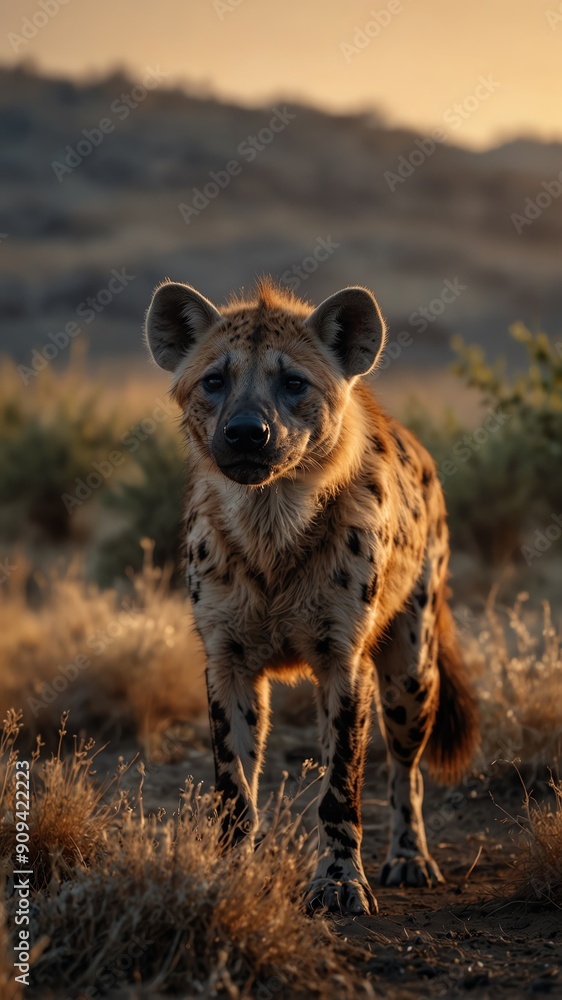 hyena on nature scene background with copy space backdrop portrait hyena on nature scene background with copy space backdrop portrait